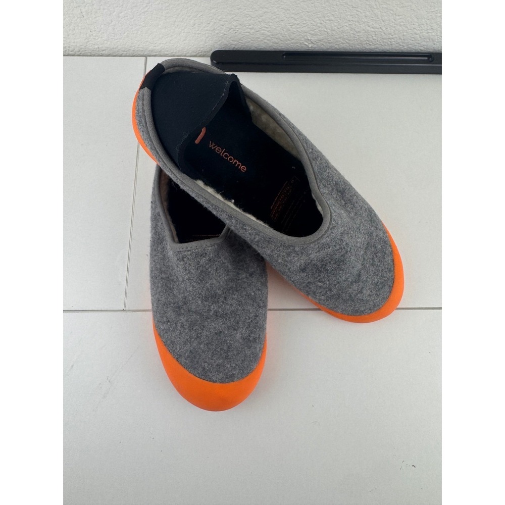 Mahabis Mens Wool Slippers Gray Orange Size‎ 11.5 12 Indoor Outdoor Comfort